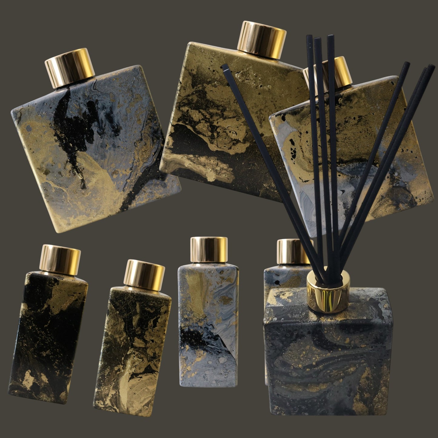 Empty Square Artisan Reed Diffuser Vessel | Handcrafted Mystery Marbled Design