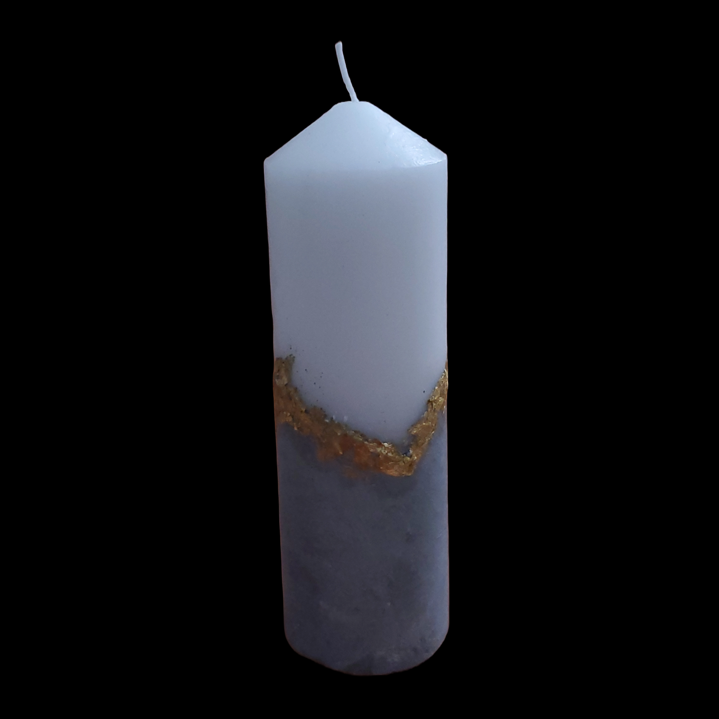 Handcrafted Concrete Pillar Candle Set with Gold Leaf Accent