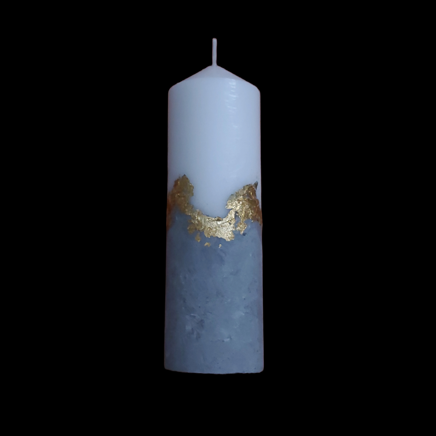 Handcrafted Concrete Pillar Candle Set with Gold Leaf Accent