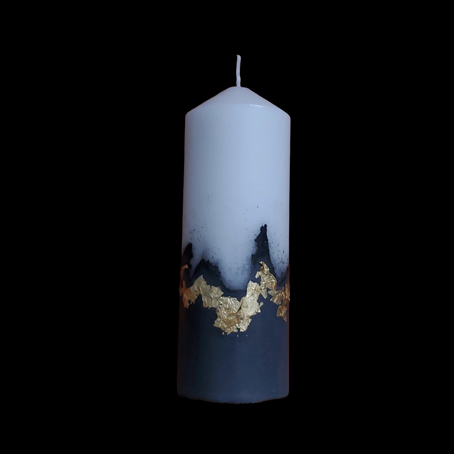 Handcrafted Concrete Pillar Candle Set with Gold Leaf Accent