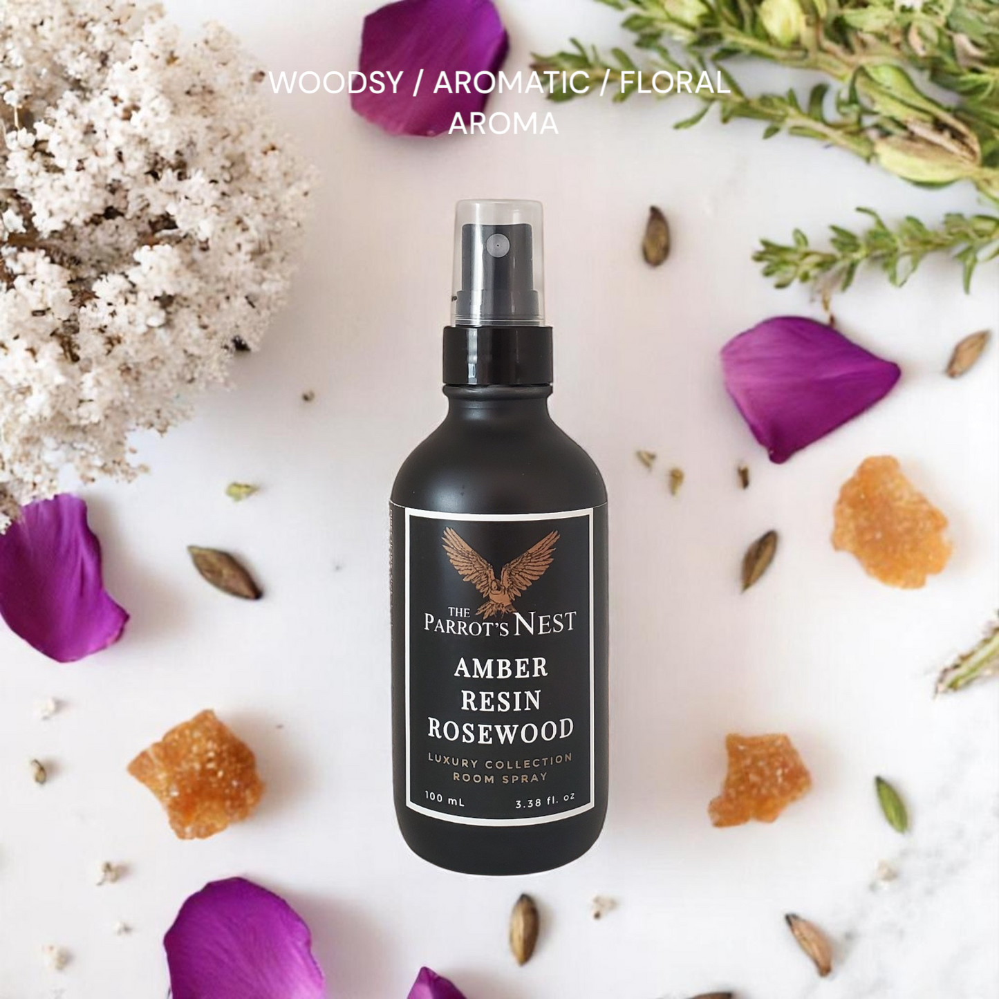 Amber Resin Rosewood | 100 mL Home or Auto Fragrance Spray (approx. 1,000 sprays per bottle)
