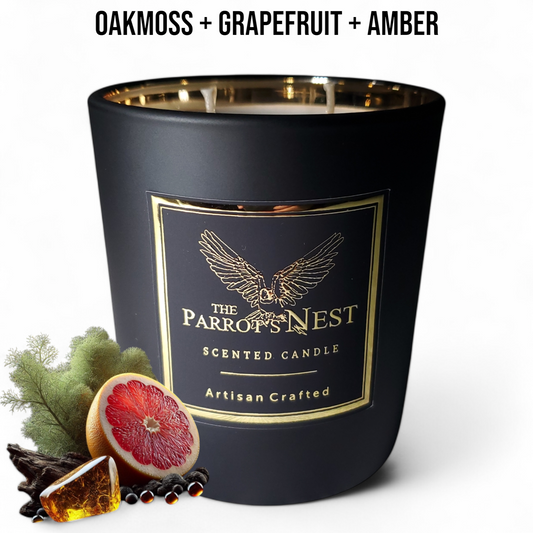 Oakmoss + Grapefruit + Amber Scented Candle (*55 hr. burn time)