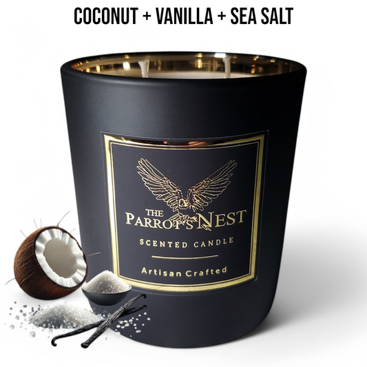 Coconut + Vanilla + Sea Salt Scented Candle (*55 hr. burn time)